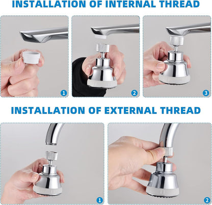 4-Function Faucet Aerator with 360-Degree Swivel Sprayer Attachment, Chrome Finish, 55/64 Inch Female Thread
