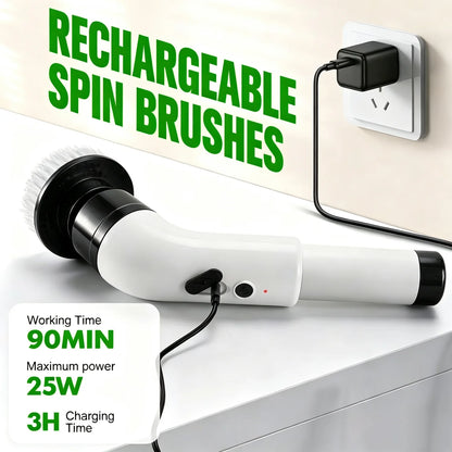 Cordless Electric Spin Scrubber - 500RPM Power Cleaner for Bathrooms, Showers, and Tiles with 9 Brush Heads, Rechargeable for Grout, Floor, and Sink Cleaning