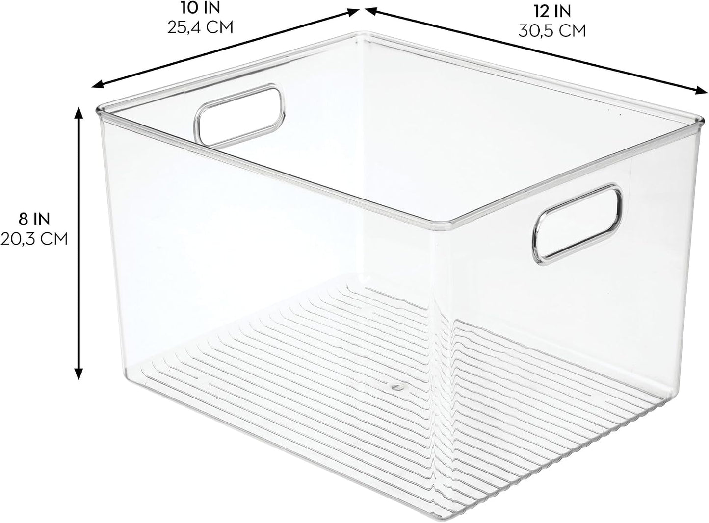 Clear Storage Bins with Handles, Set of 4