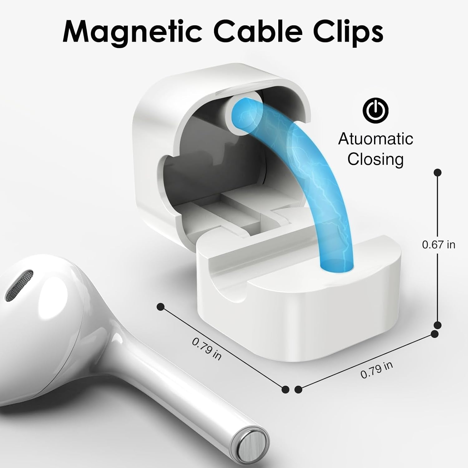 6-Pack Magnetic Cable Management Clips - Organizer for USB Charger Cables, Ideal for Office, Home, Car, and Desk (White)