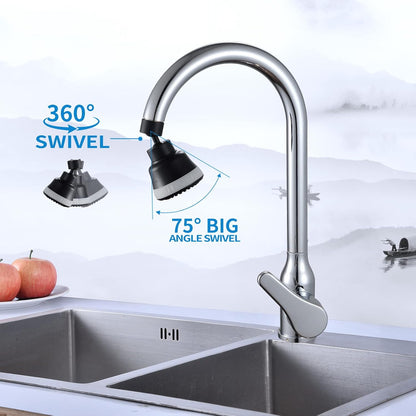 4-Function Faucet Aerator with 360-Degree Swivel Sprayer Attachment, Kitchen Sink Faucet Extender, 55/64 Inch Female Thread (Black)