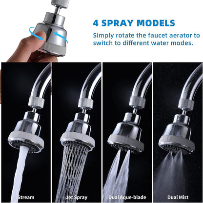 4-Function Faucet Aerator with 360-Degree Swivel Sprayer Attachment, Chrome Finish, 55/64 Inch Female Thread