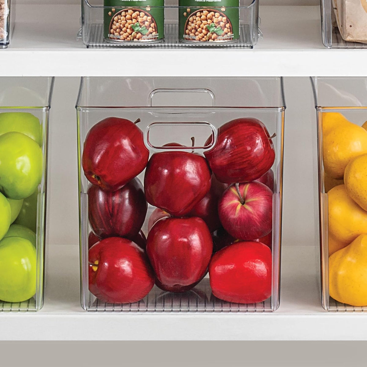 Clear Storage Bins with Handles, Set of 4
