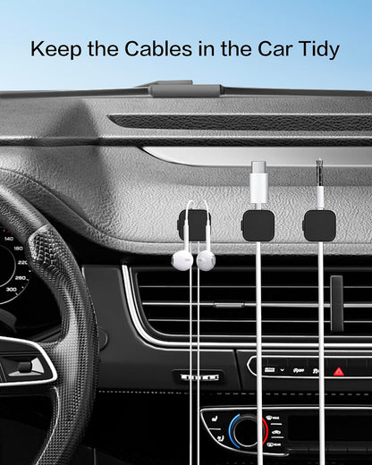 10-Pack Strong Adhesive Cable Management Clips for Organizing Phone Charging and Magnetic Cables - Easy to Open, Suitable for Desk, Wall, Office, Car, and Nightstand (Black)