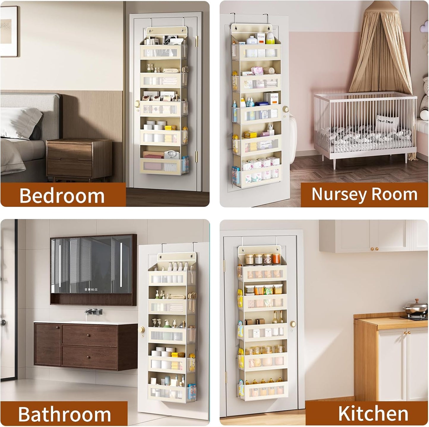 5-Tier Over-the-Door Organizer with 44 lbs Capacity for Standard Doors