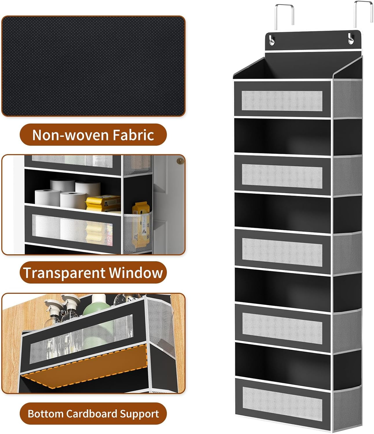 5-Tier Over-the-Door Organizer with 44 lb Capacity for Standard Doors