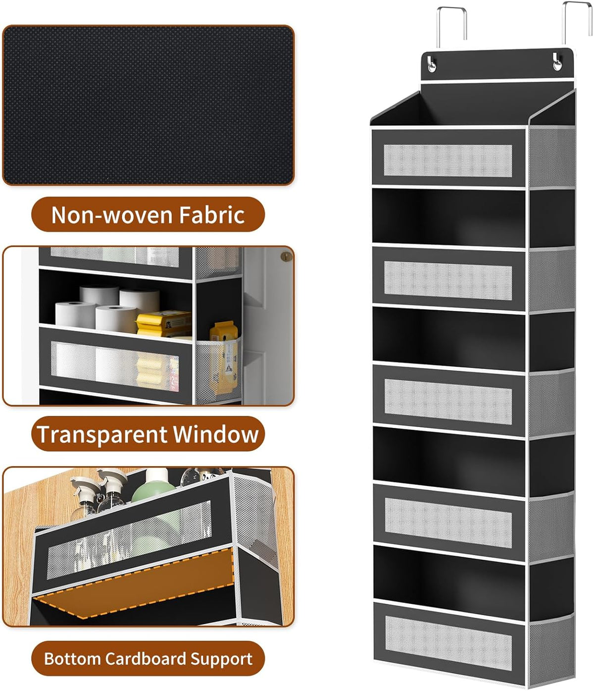 5-Tier Over-the-Door Organizer with 44 lb Capacity for Standard Doors