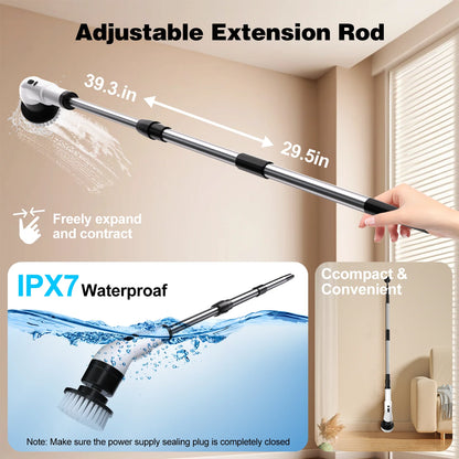 Cordless Electric Spin Scrubber - 500RPM Power Cleaner for Bathrooms, Showers, and Tiles with 9 Brush Heads, Rechargeable for Grout, Floor, and Sink Cleaning