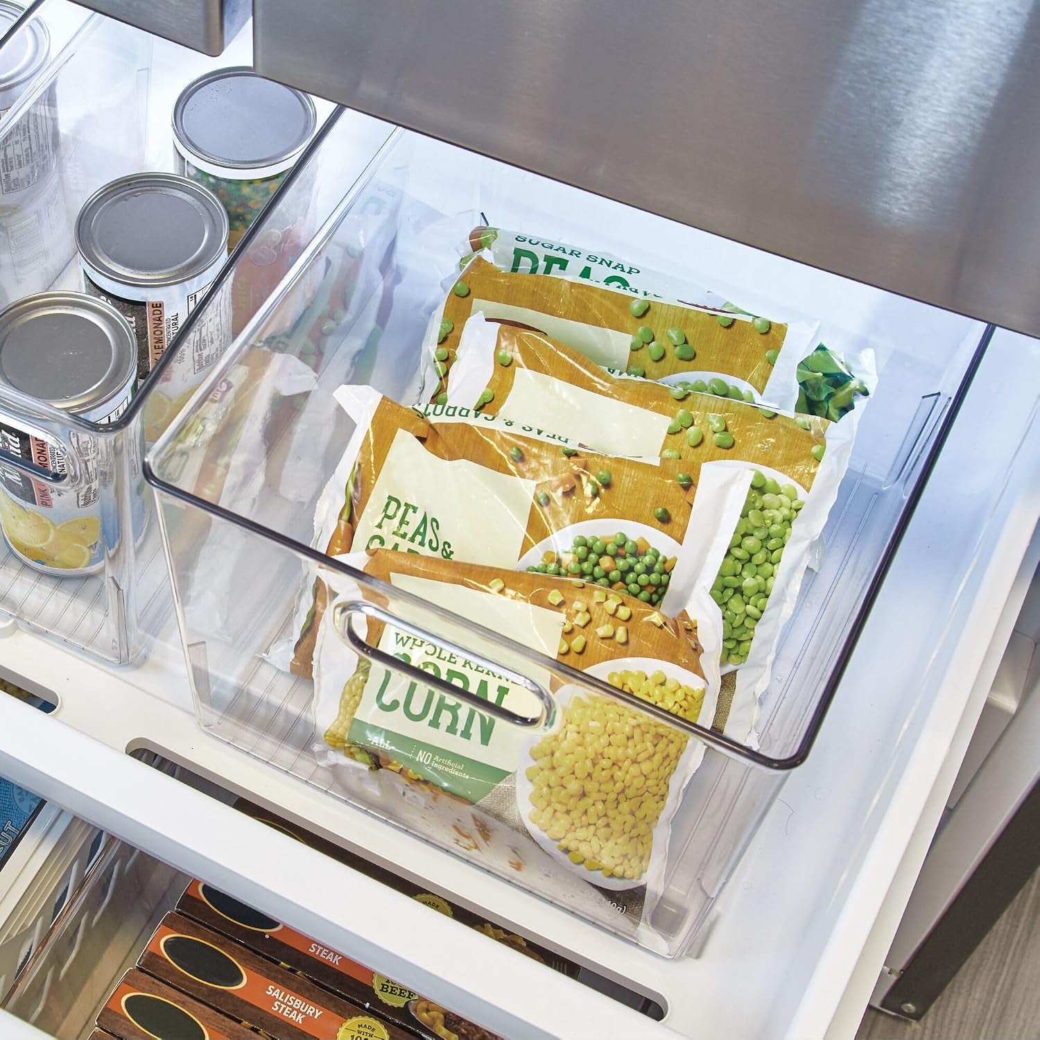 Clear Storage Bins with Handles, Set of 4