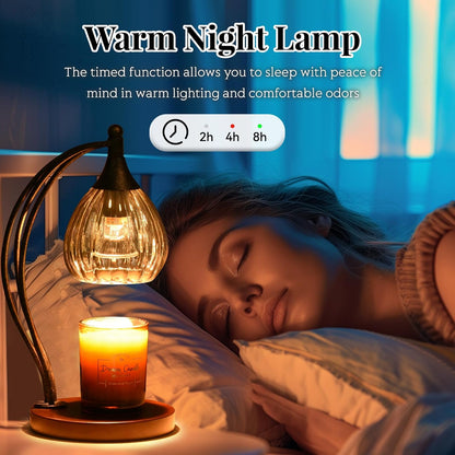 Candle Warmer Lamp with Timer and Dimmer - Electric Lamp for Jar Candles with Two Bulbs - Ideal for Scented Wax and Valentine's Day Gifts - Elegant Silver Home Decor for Women