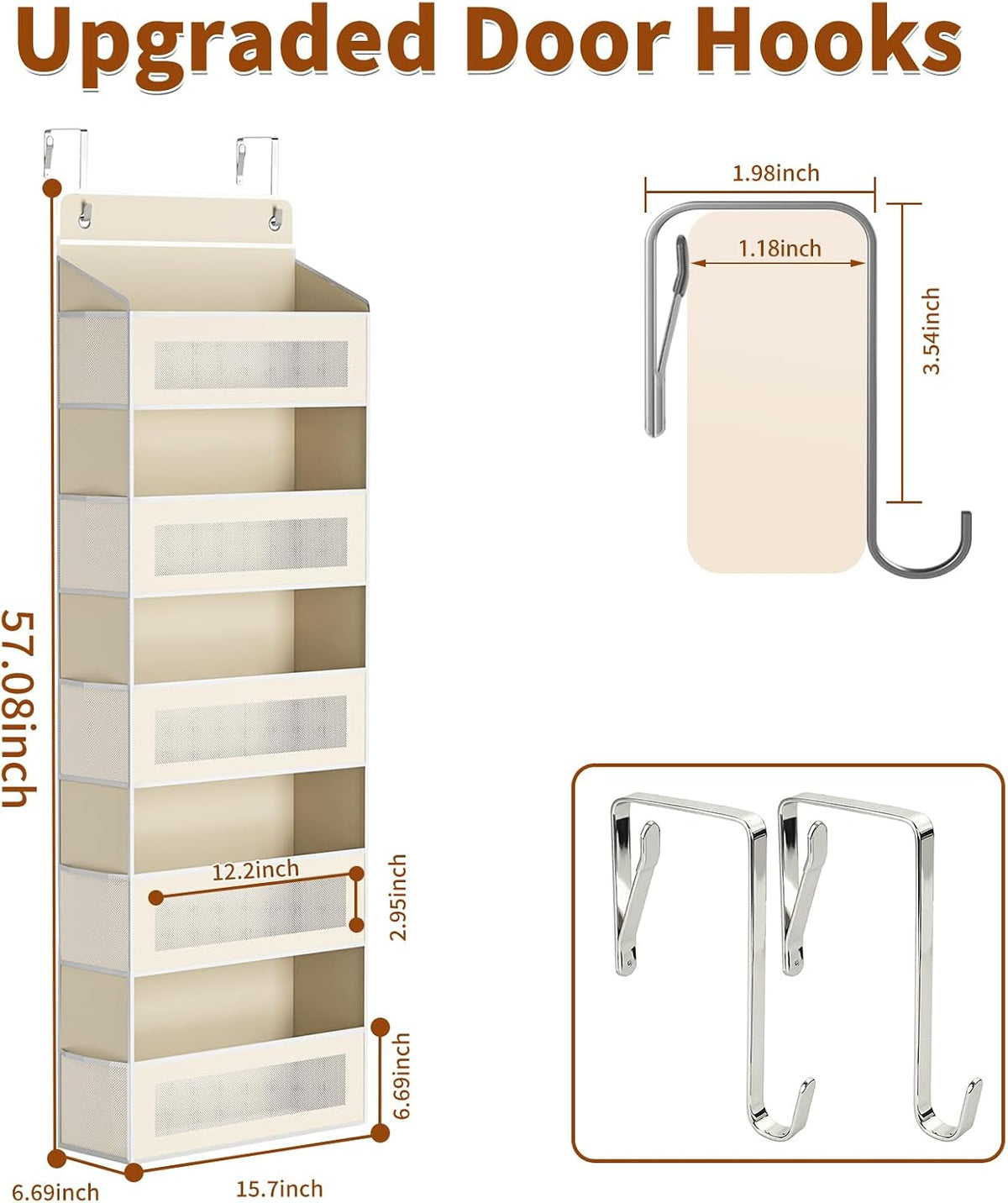 5-Tier Over-the-Door Organizer with 44 lbs Capacity for Standard Doors