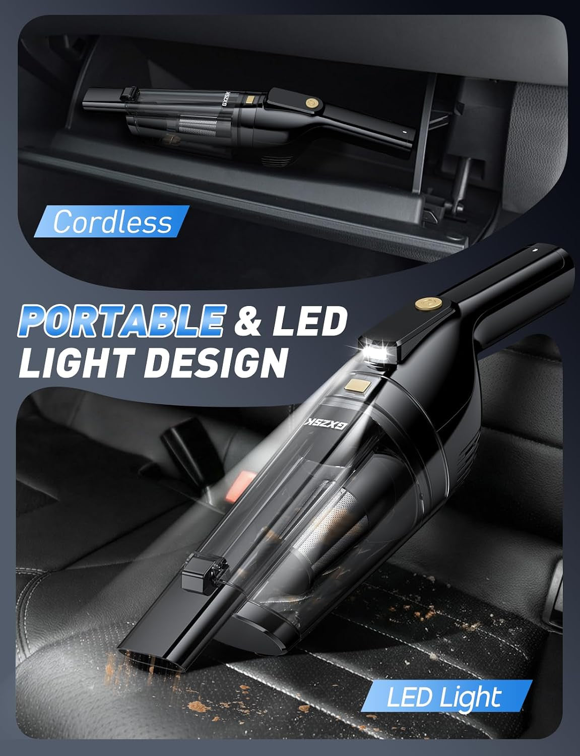 Cordless Rechargeable Handheld Vacuum for Automotive Use