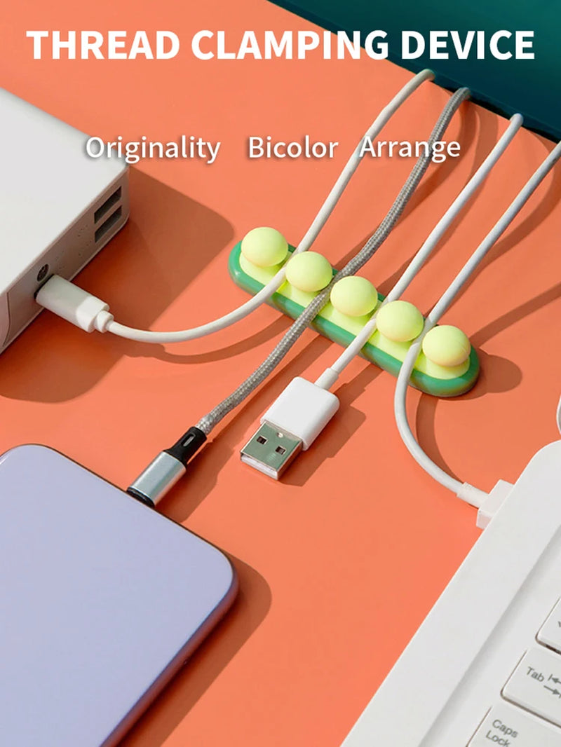 Desktop Cable Management and Charging Station for Phones and Headphones - Organized Storage Solution for Office and Home Use