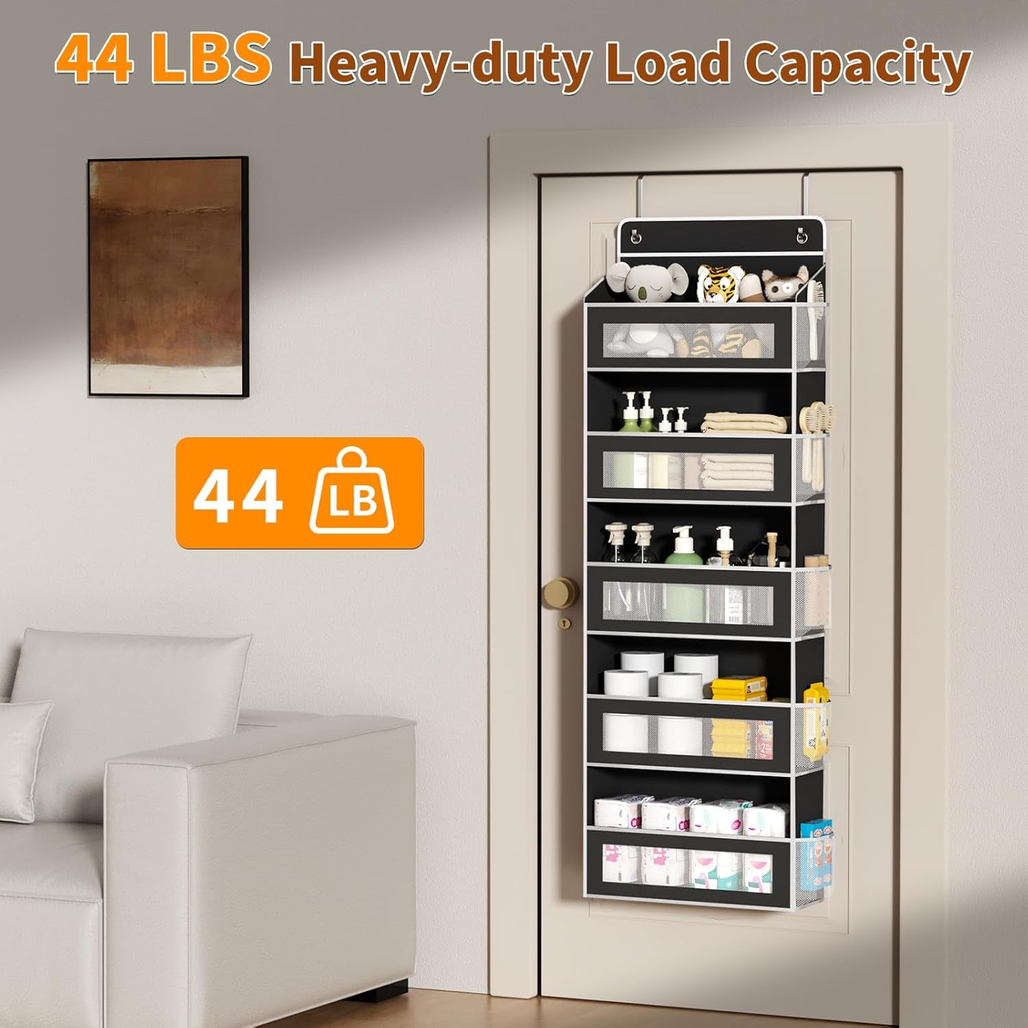 5-Tier Over-the-Door Organizer with 44 lb Capacity for Standard Doors