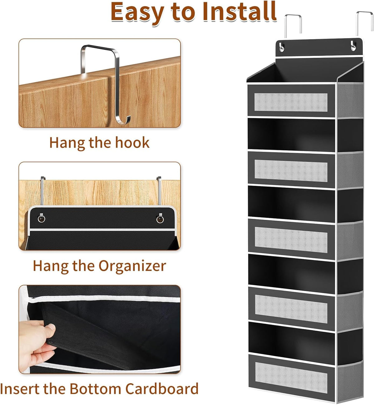 5-Tier Over-the-Door Organizer with 44 lb Capacity for Standard Doors