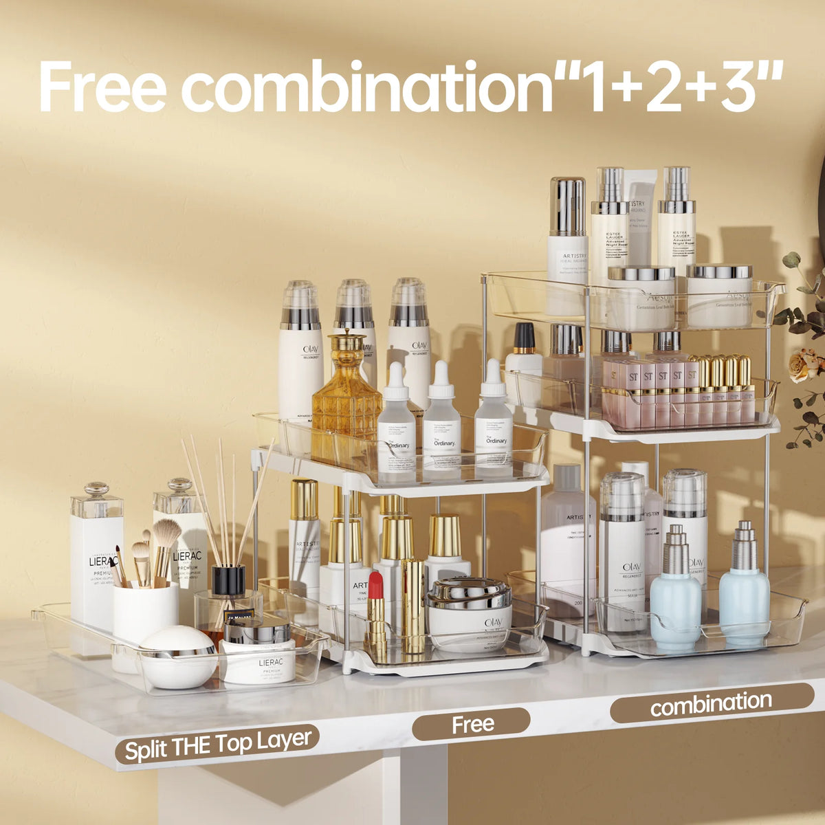 2-Pack 3-Tier Stackable Pull-Out Under Sink Organizer for Bathroom and Kitchen Pantry, White