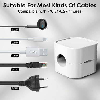 6-Pack Magnetic Cable Management Clips - Organizer for USB Charger Cables, Ideal for Office, Home, Car, and Desk (White)
