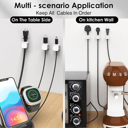 6-Pack Magnetic Cable Management Clips - Organizer for USB Charger Cables, Ideal for Office, Home, Car, and Desk (White)