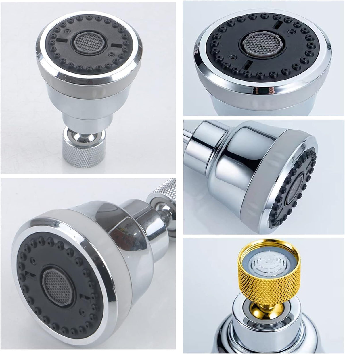4-Function Faucet Aerator with 360-Degree Swivel Sprayer Attachment, Chrome Finish, 55/64 Inch Female Thread