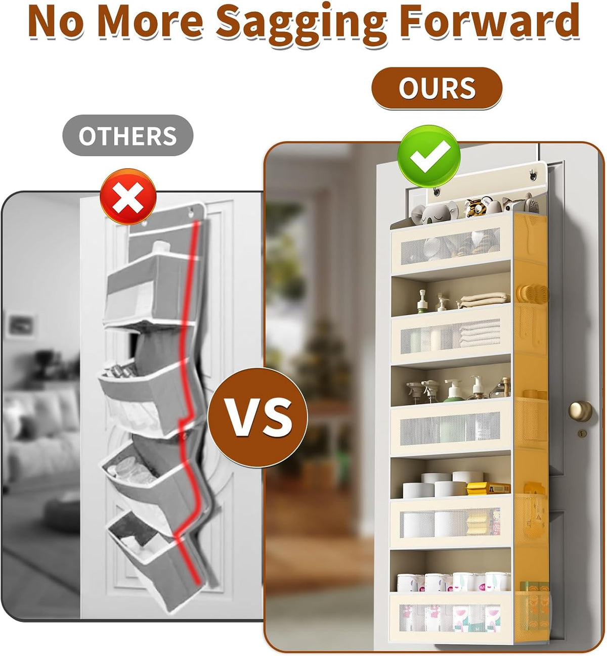 5-Tier Over-the-Door Organizer with 44 lbs Capacity for Standard Doors