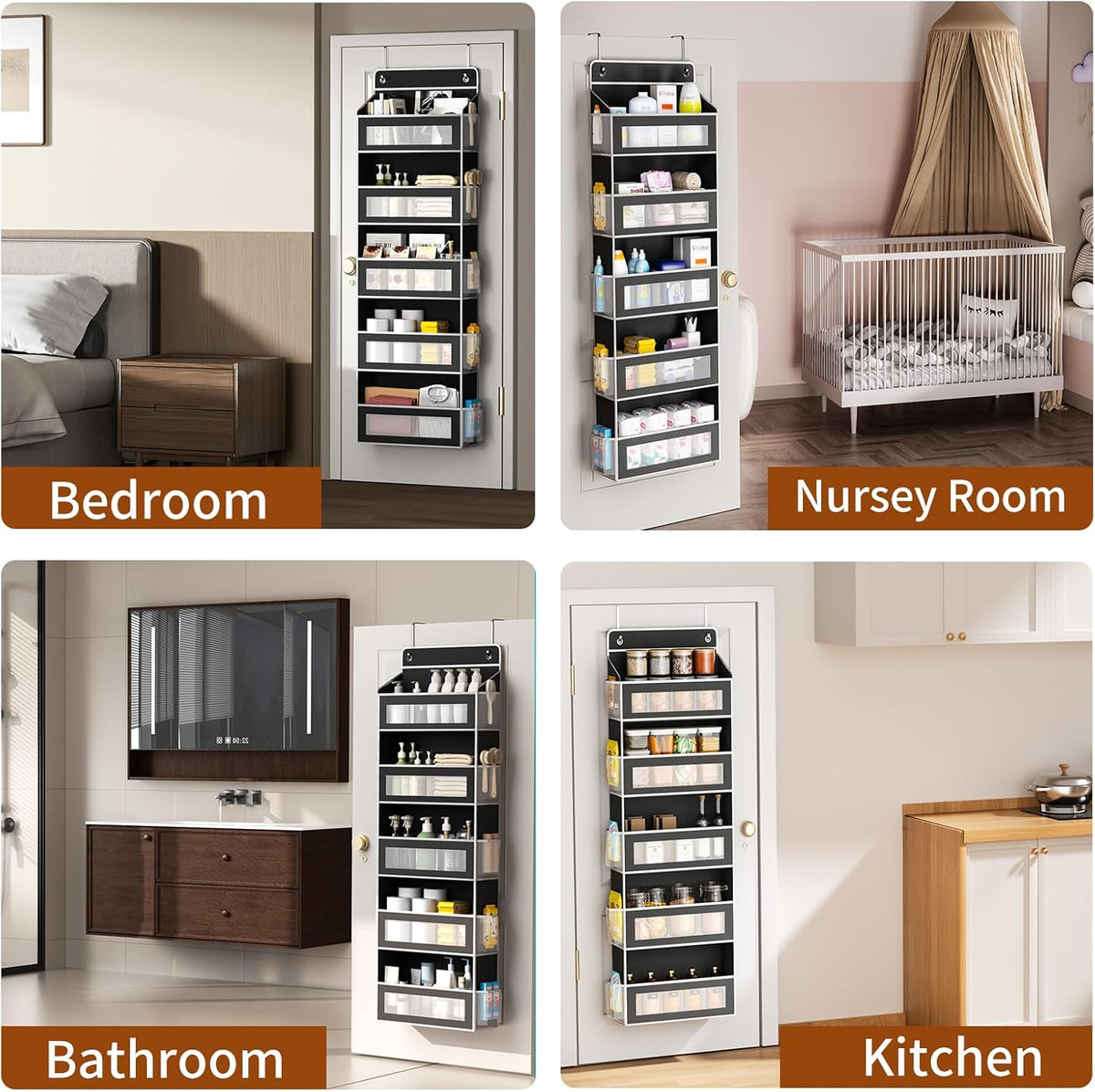 5-Tier Over-the-Door Organizer with 44 lb Capacity for Standard Doors